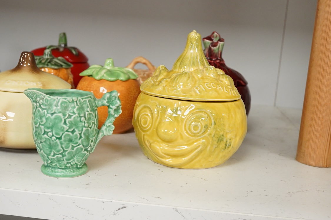 A collection of eighteen Sylvac vegetable pots and table accessories, largest 15cm high